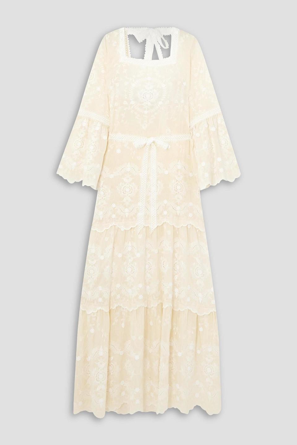 Charlize appliquéd embroidered broderie anglaise cotton-blend maxi dress