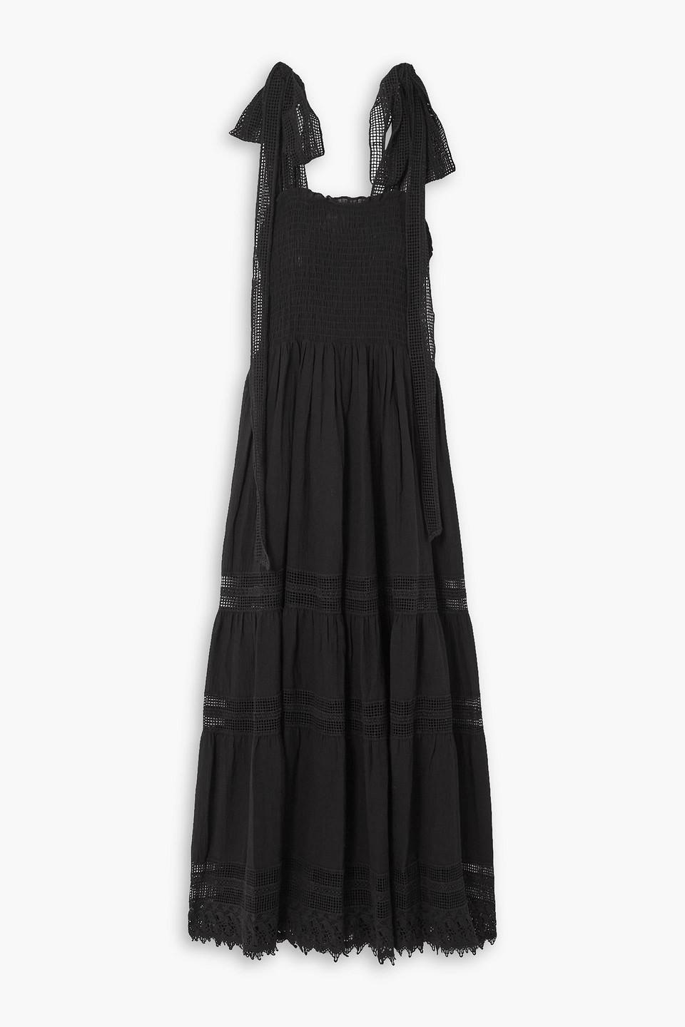 Addy crochet-trimmed cotton-gauze midi dress