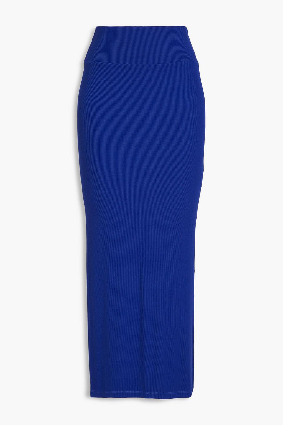 Ribbed jersey midi skirt