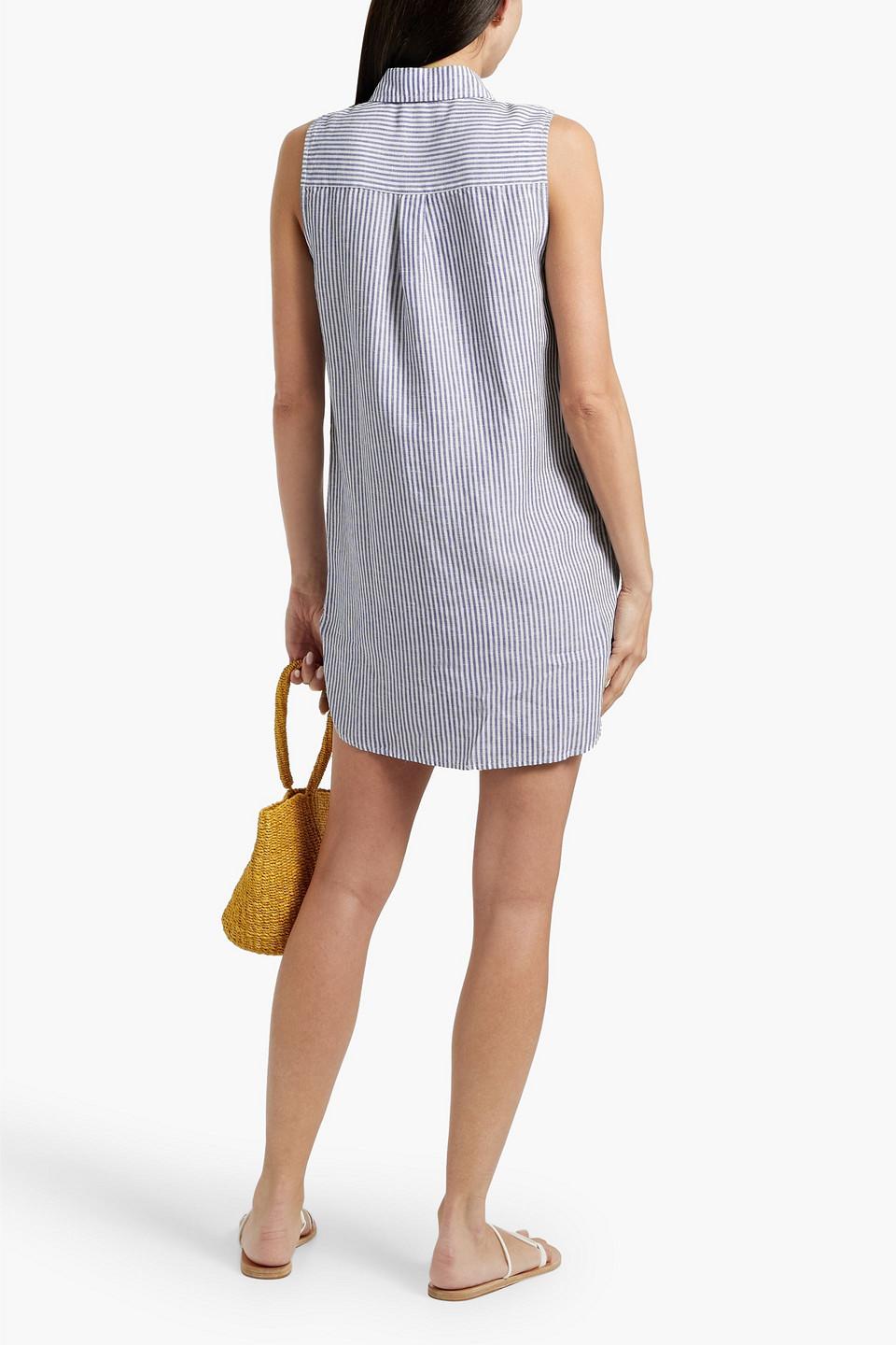 Striped linen and Lyocell-blend mini shirt dress