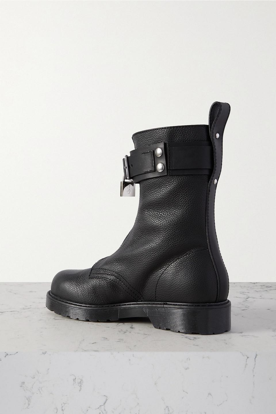 Punk buckled textured-leather ankle boots