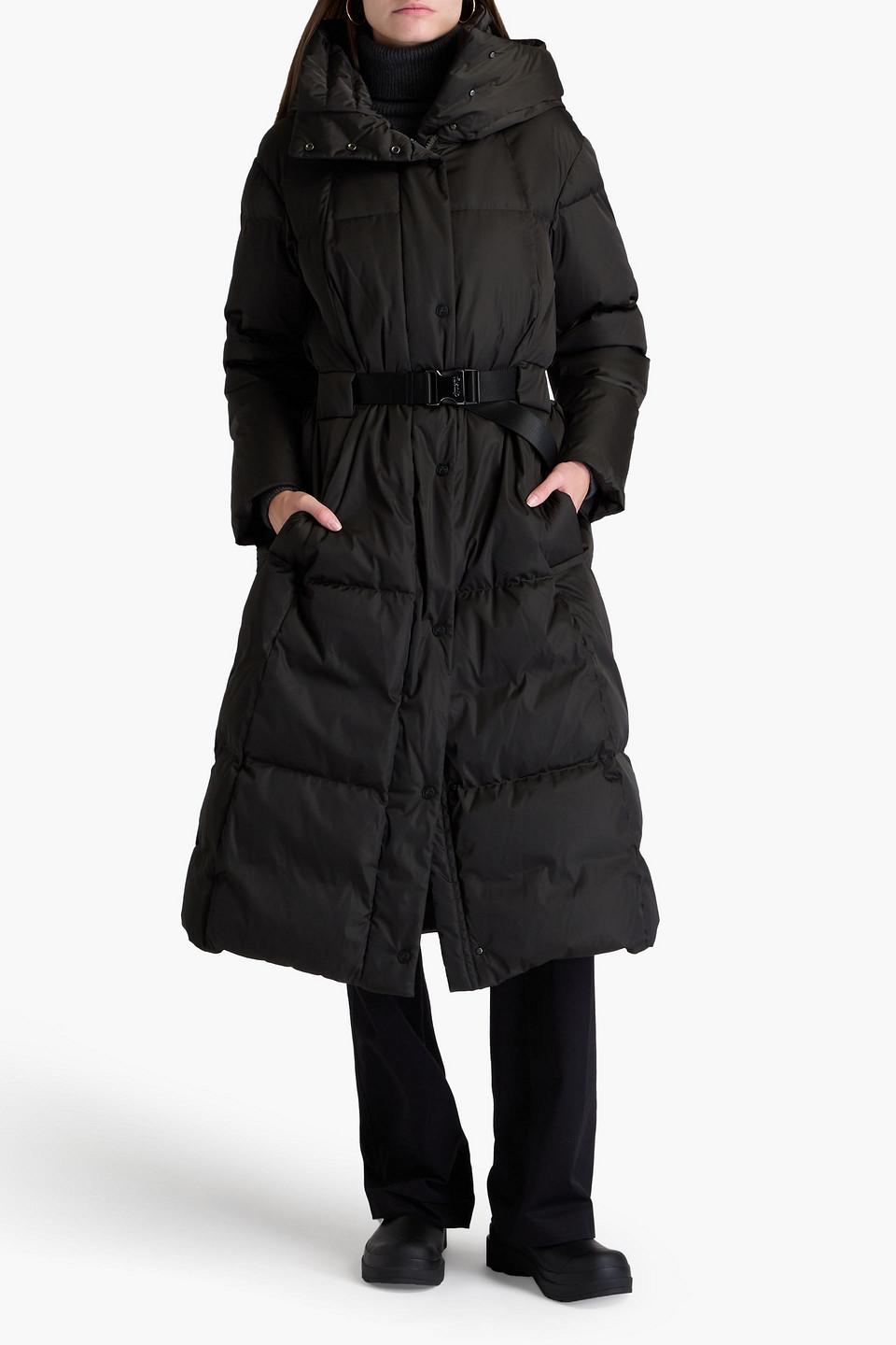 Quilted shell hooded down coat