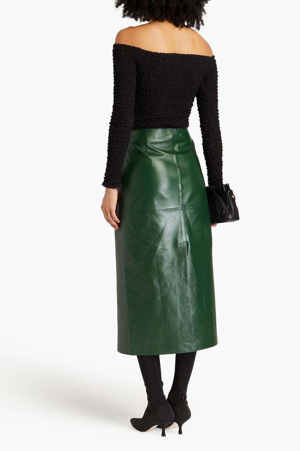 Hikson leather midi pencil skirt