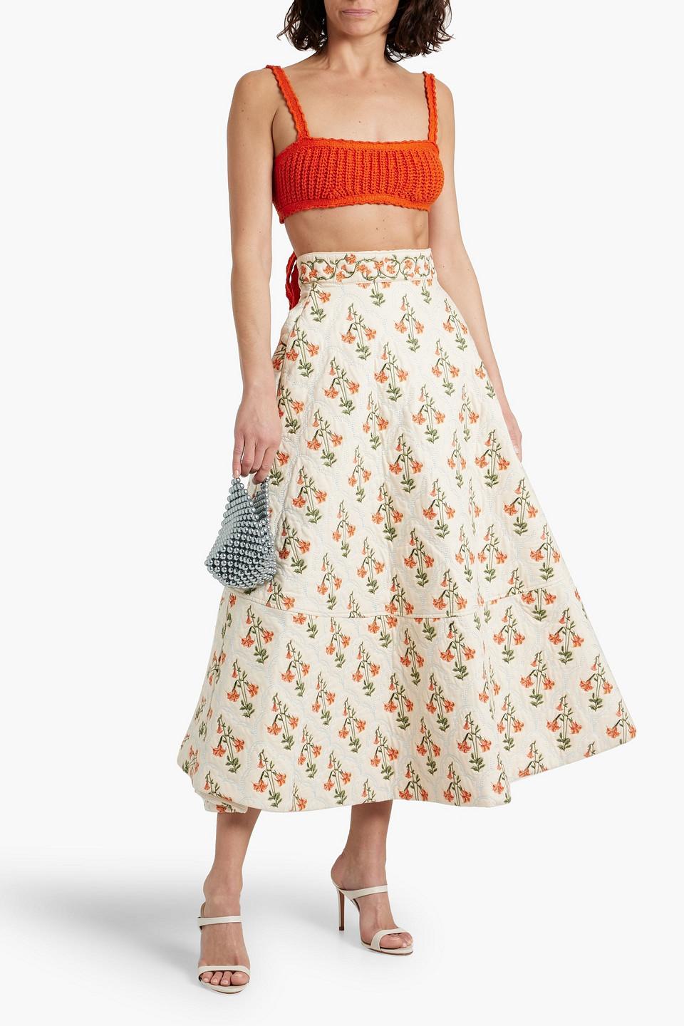 Bergamota Sabanero Atardecer embroidered cotton maxi skirt