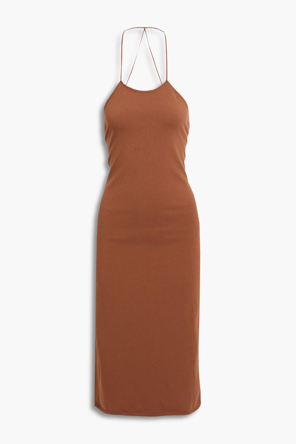 Stretch-jersey halterneck midi dress