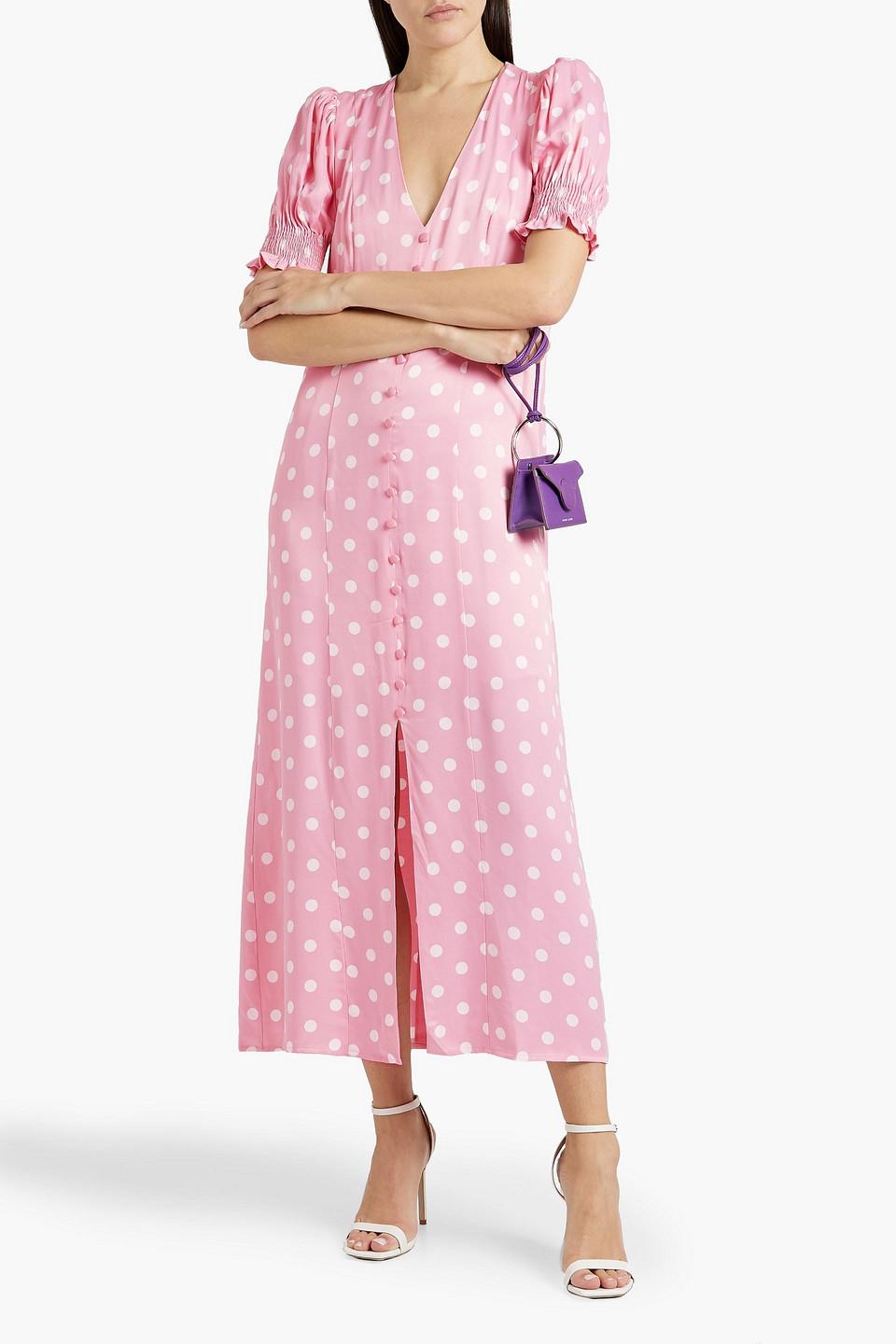 Bella polka-dot charmeuse maxi dress