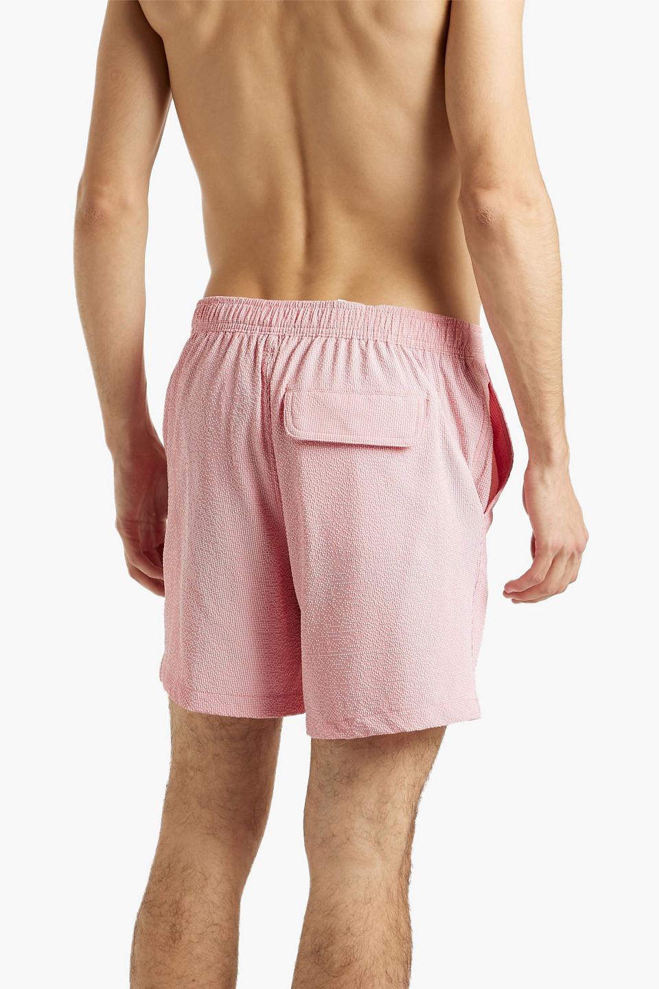 Mid-length gingham swim shorts