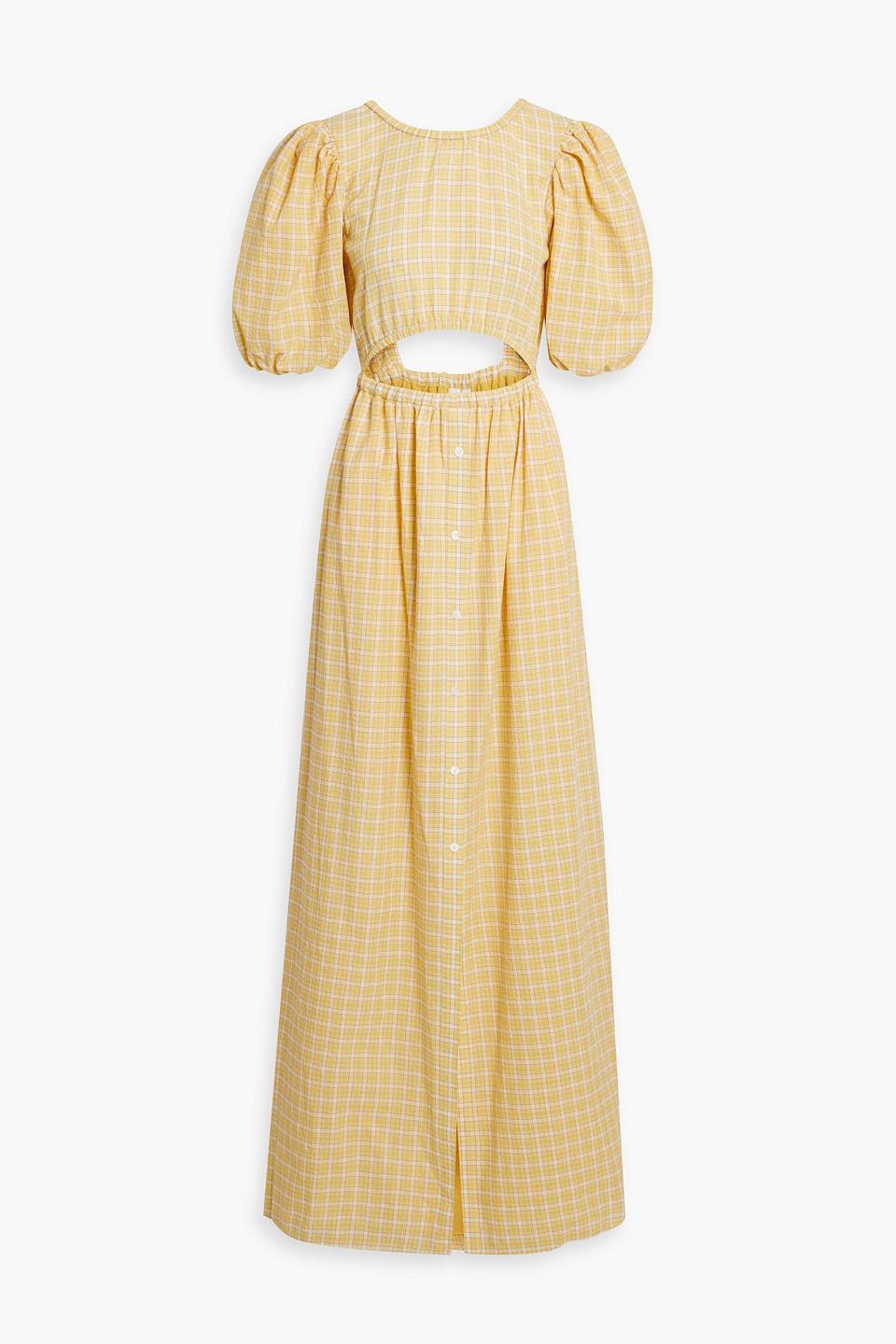 Briddy cutout checked cotton-blend maxi dress