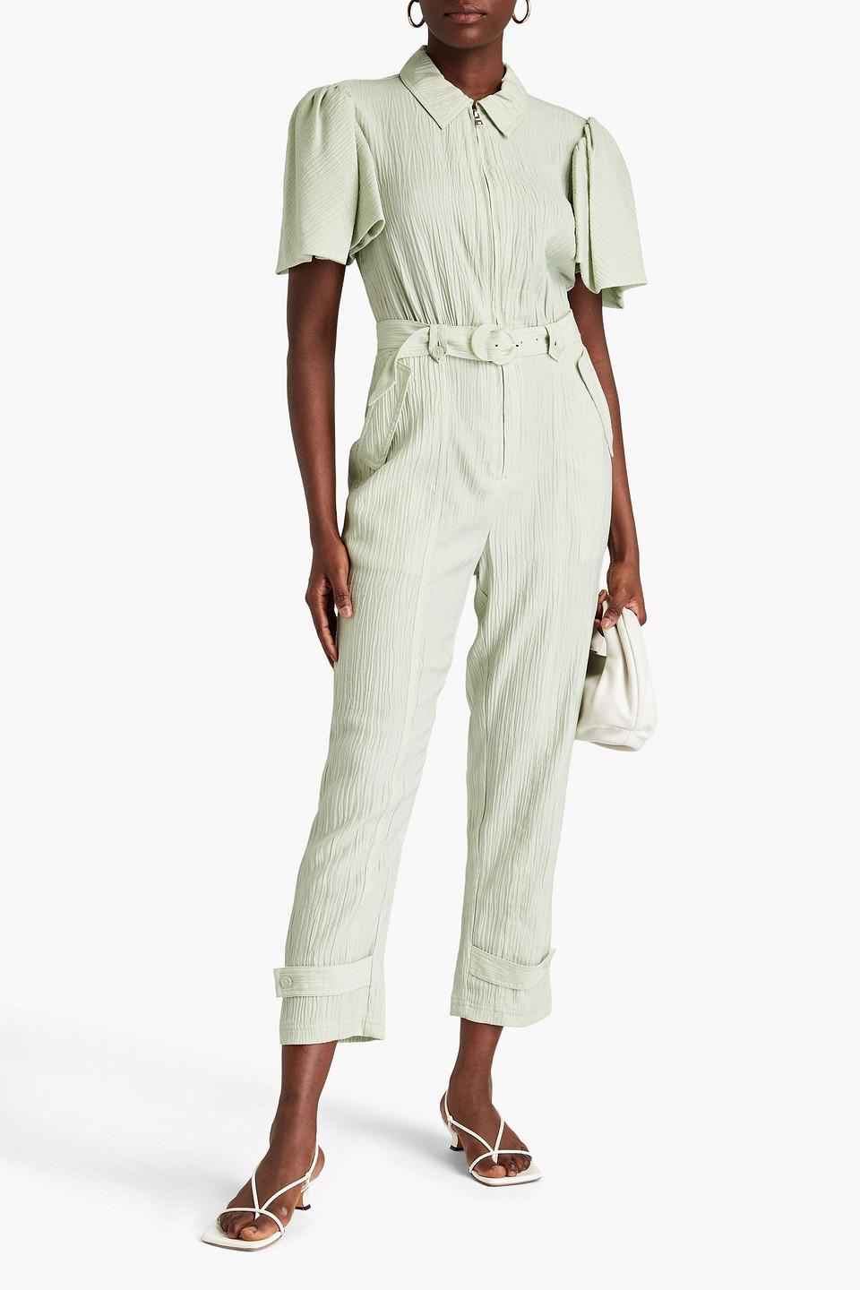 Callista belted crinkled Lyocell-blend twill jumpsuit