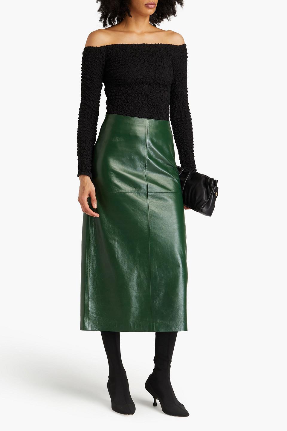 Hikson leather midi pencil skirt