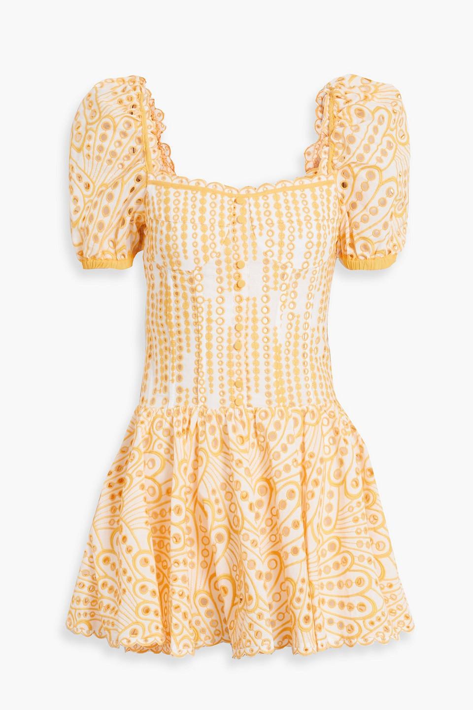 Yara broderie anglaise cotton-blend mini dress