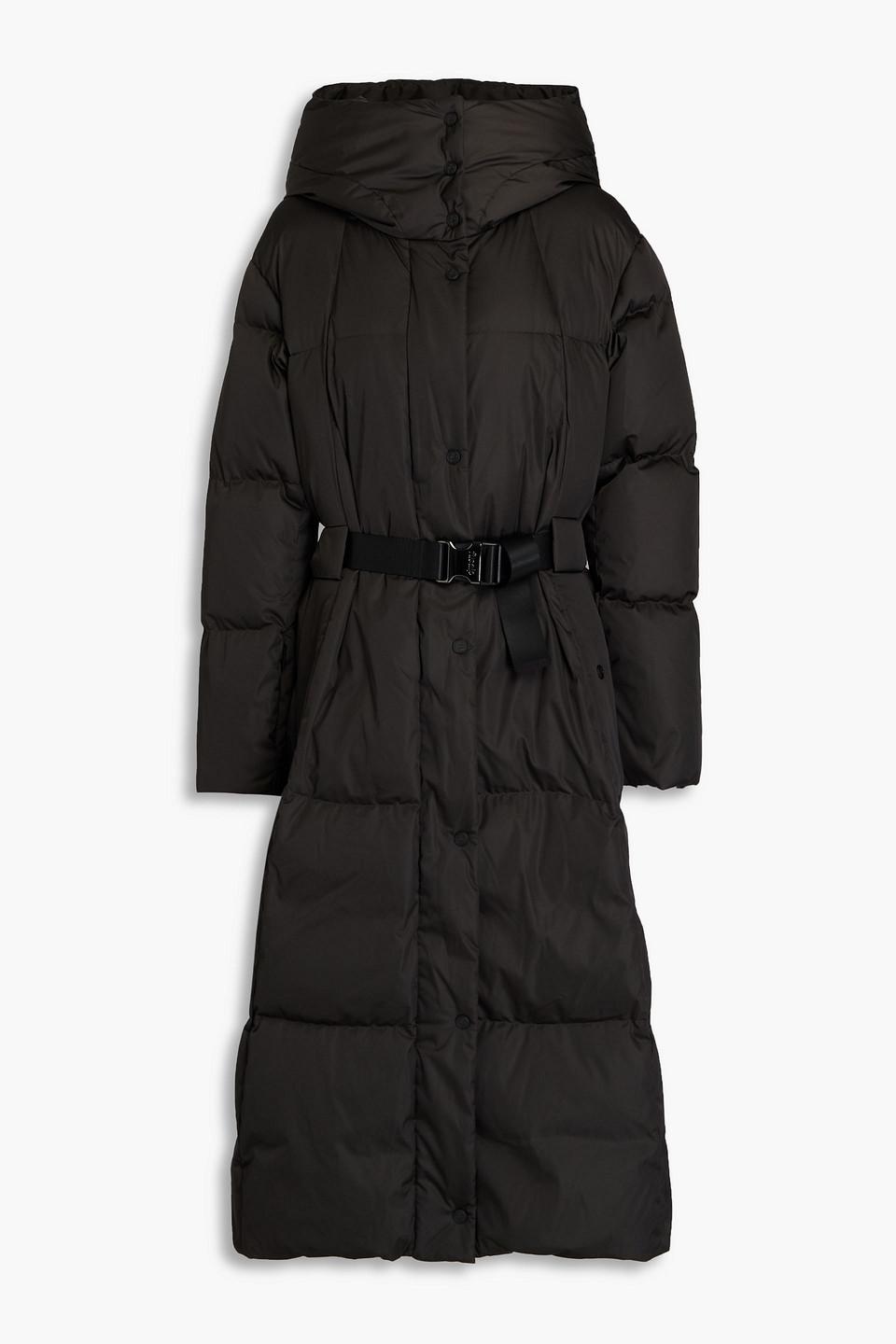 Quilted shell hooded down coat