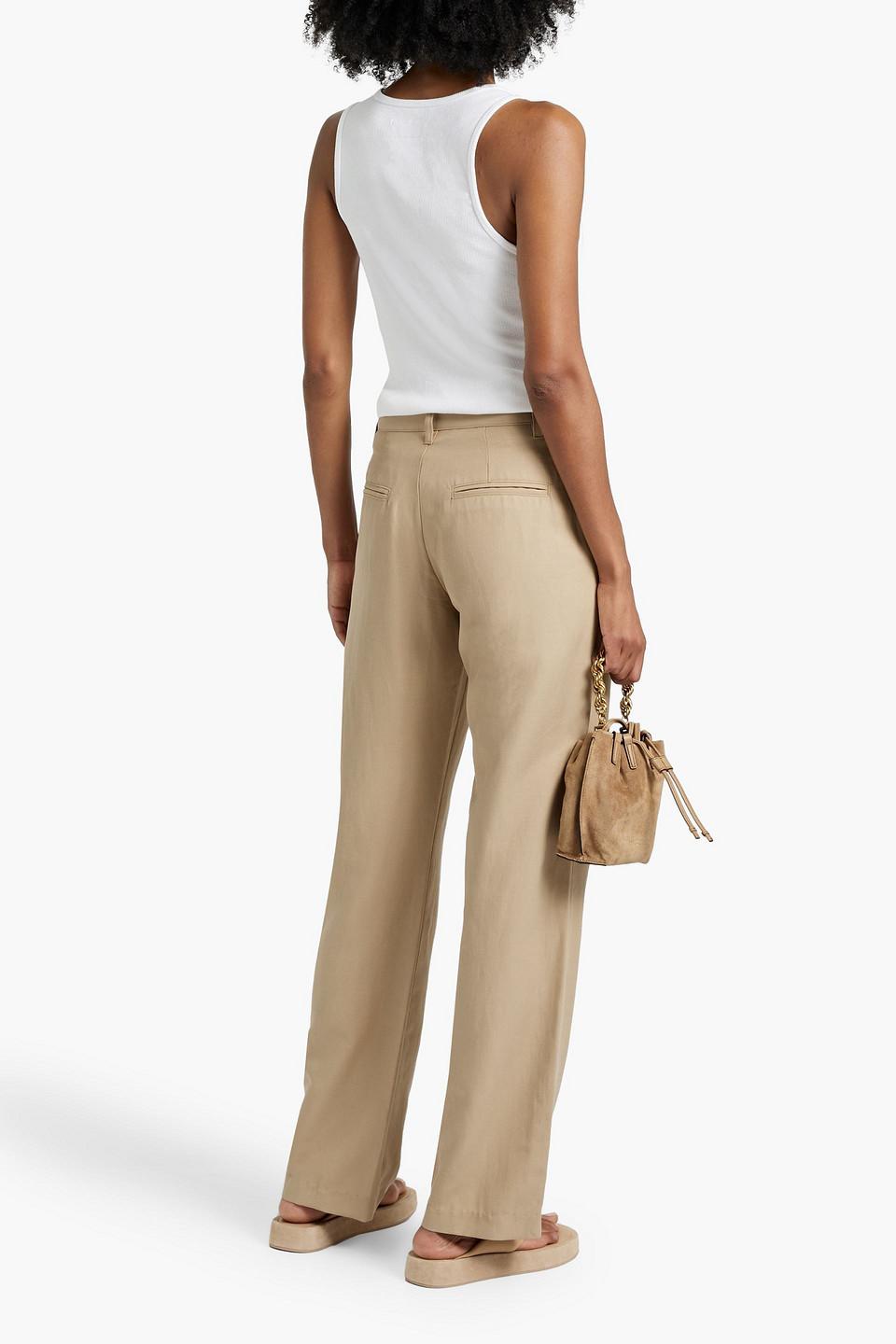 TENCEL™, linen and cotton-blend twill straight-leg pants