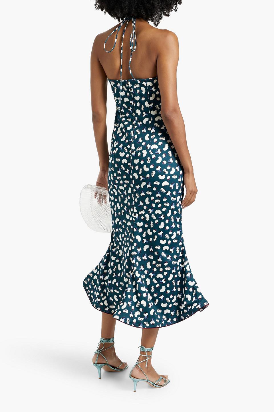 Ati  Cosecha fluted printed cotton-blend halterneck midi dress