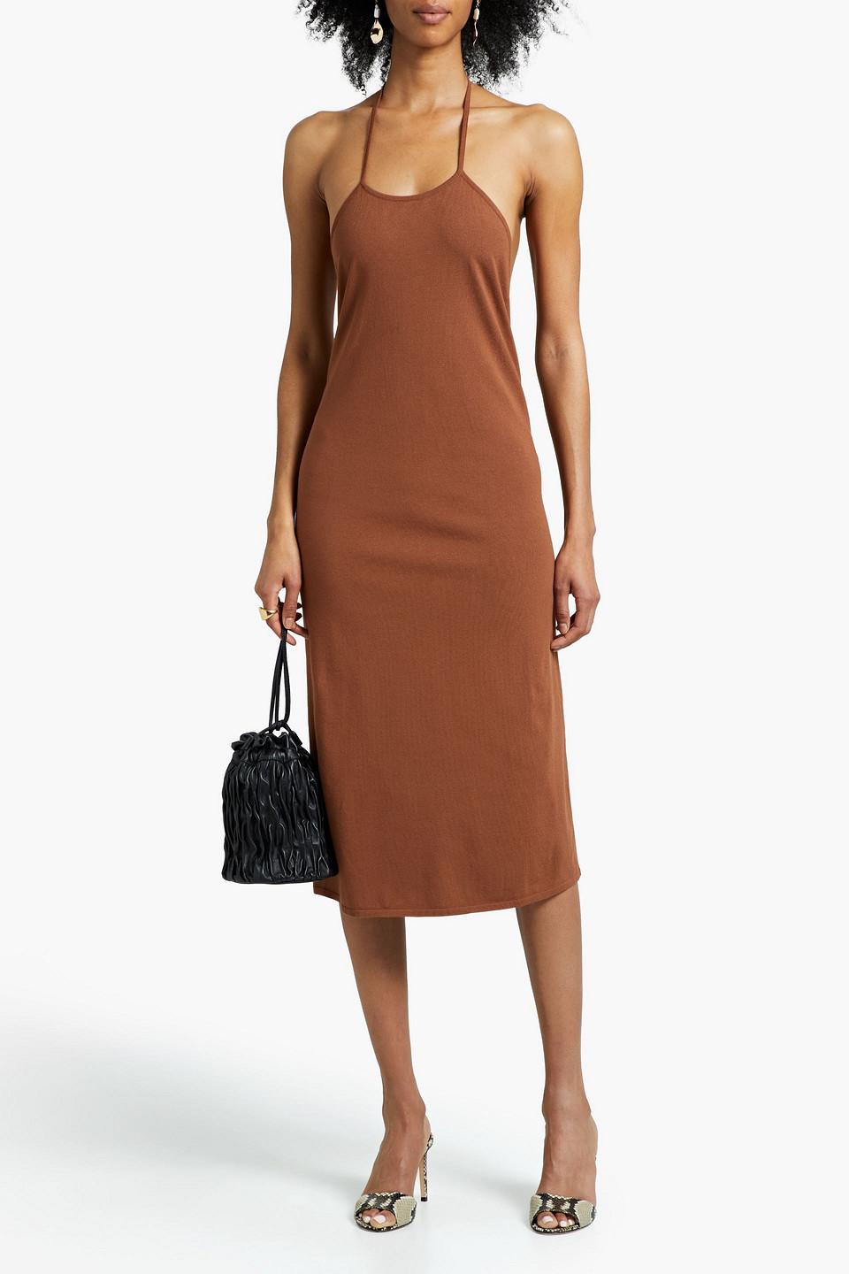 Stretch-jersey halterneck midi dress