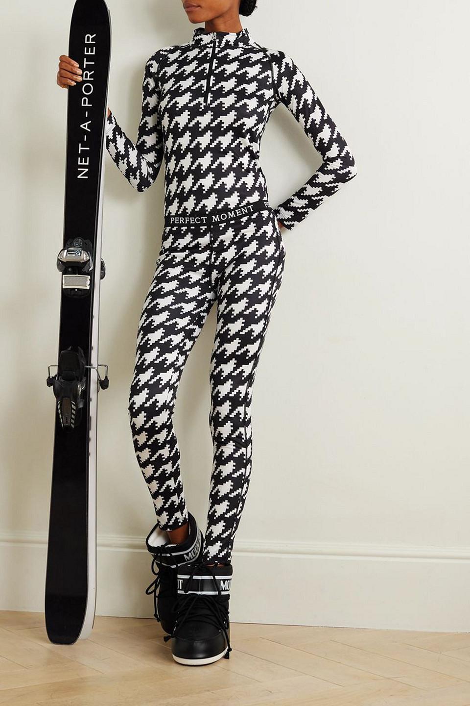 Thermal houndstooth knitted leggings