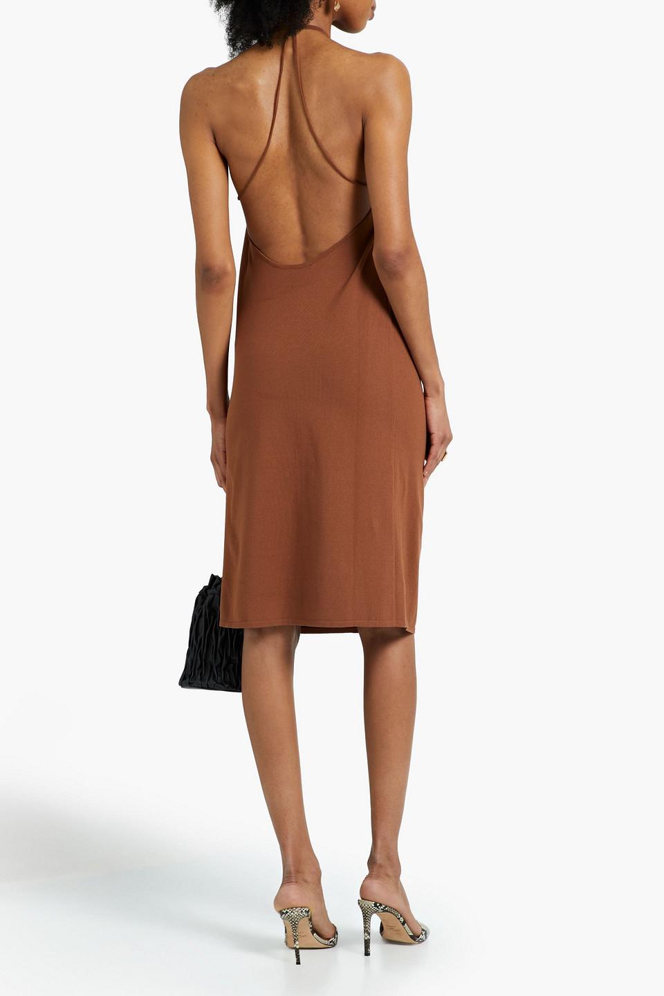 Stretch-jersey halterneck midi dress