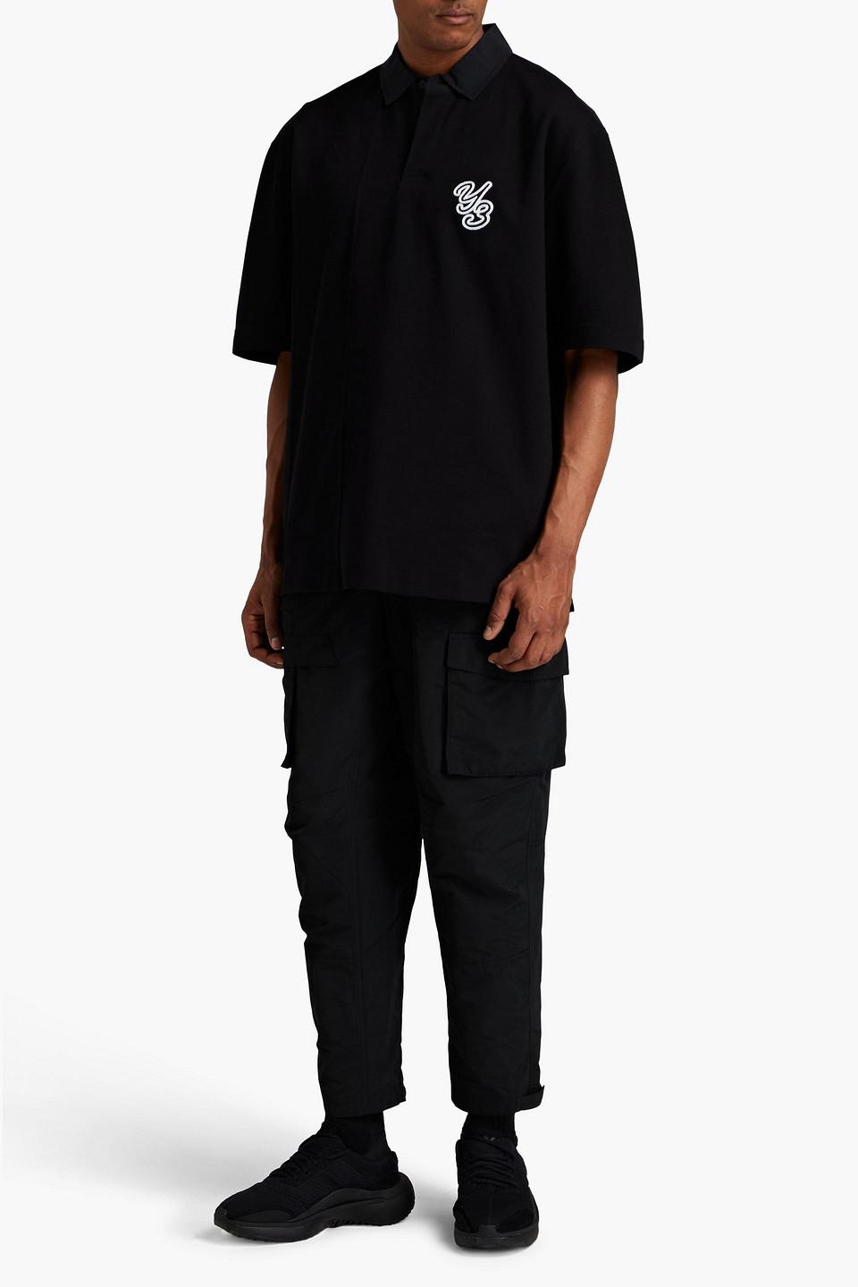 Oversized embroidered cotton-piqué polo shirt