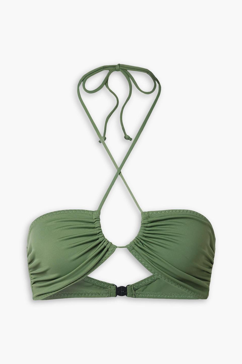 Jason ruched cutout halterneck bikini top