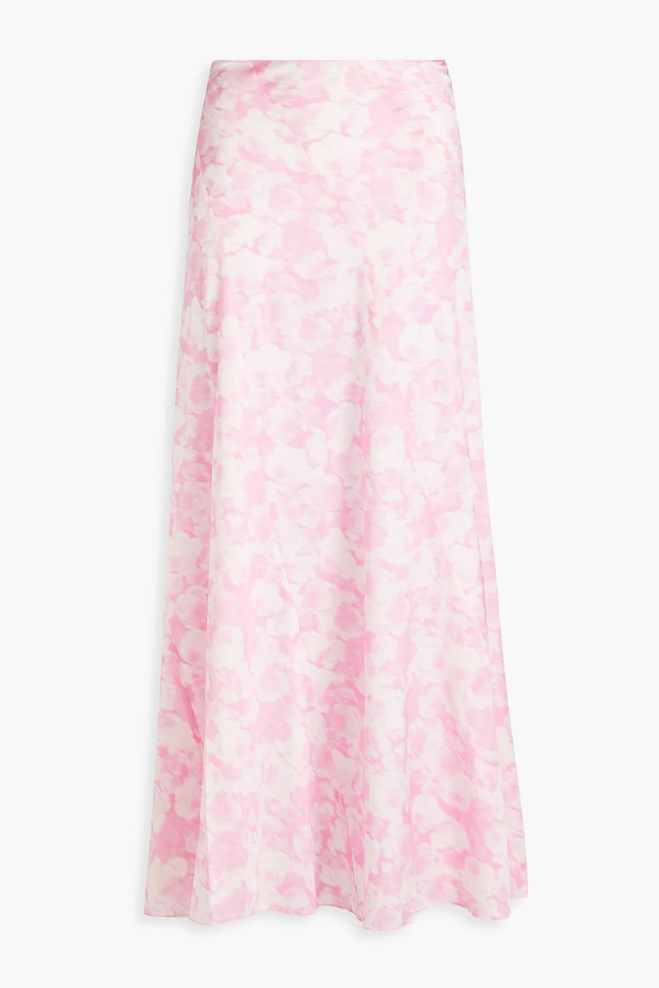 Floral-print stretch-silk satin maxi skirt