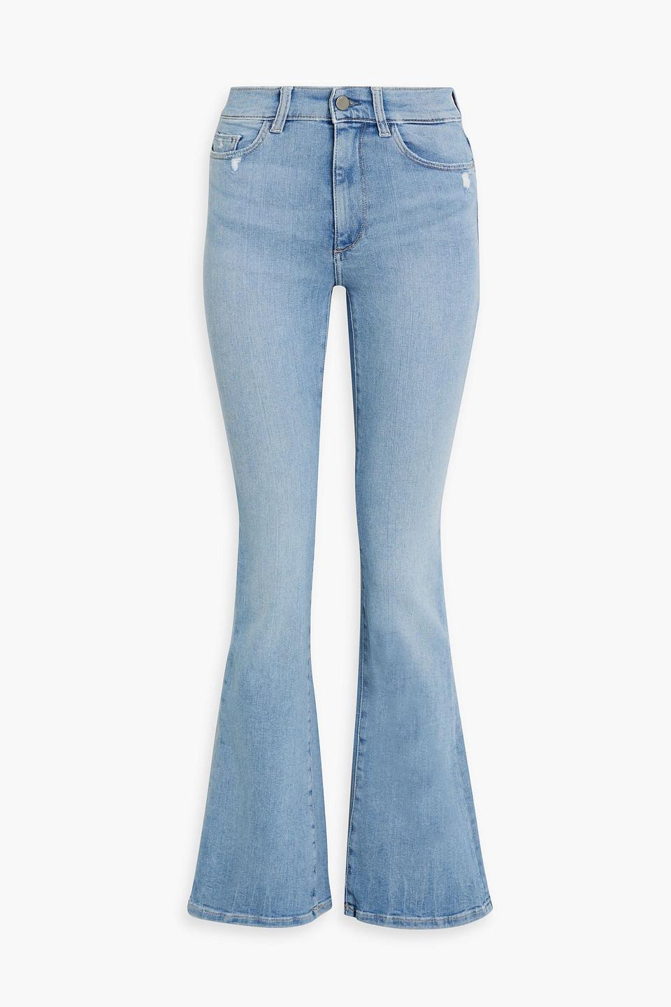 Bridget distressed high-rise bootcut jeans