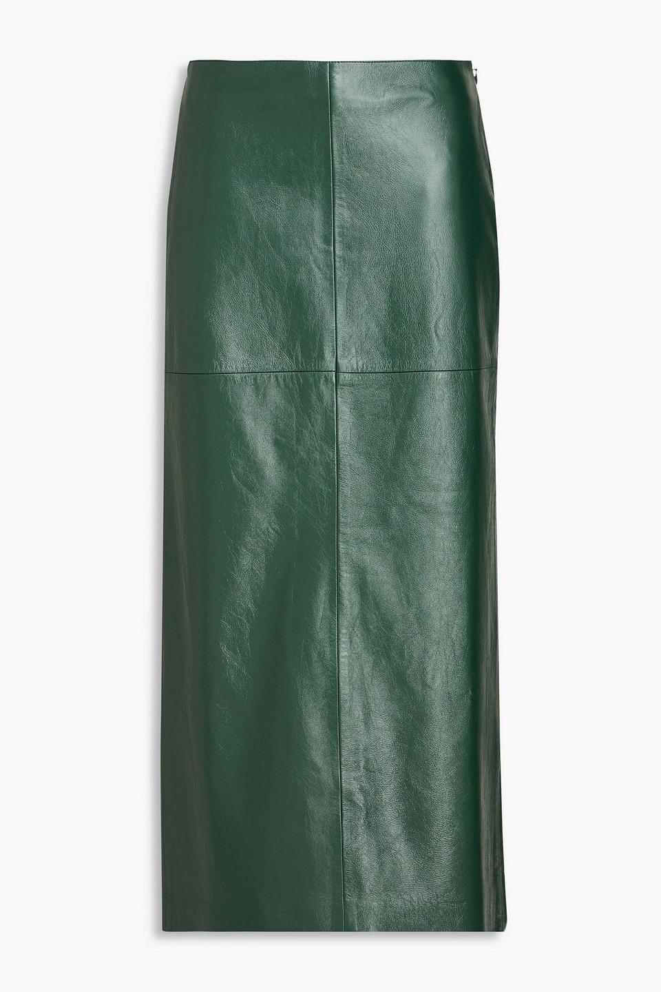 Hikson leather midi pencil skirt