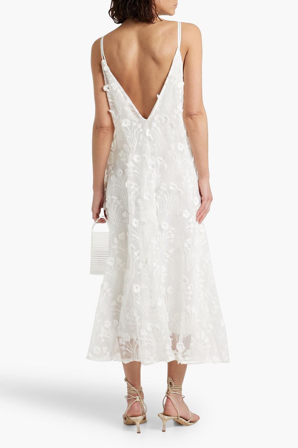 Hierbaluisa Diente De Leon Anecer embroidered organza midi slip dress