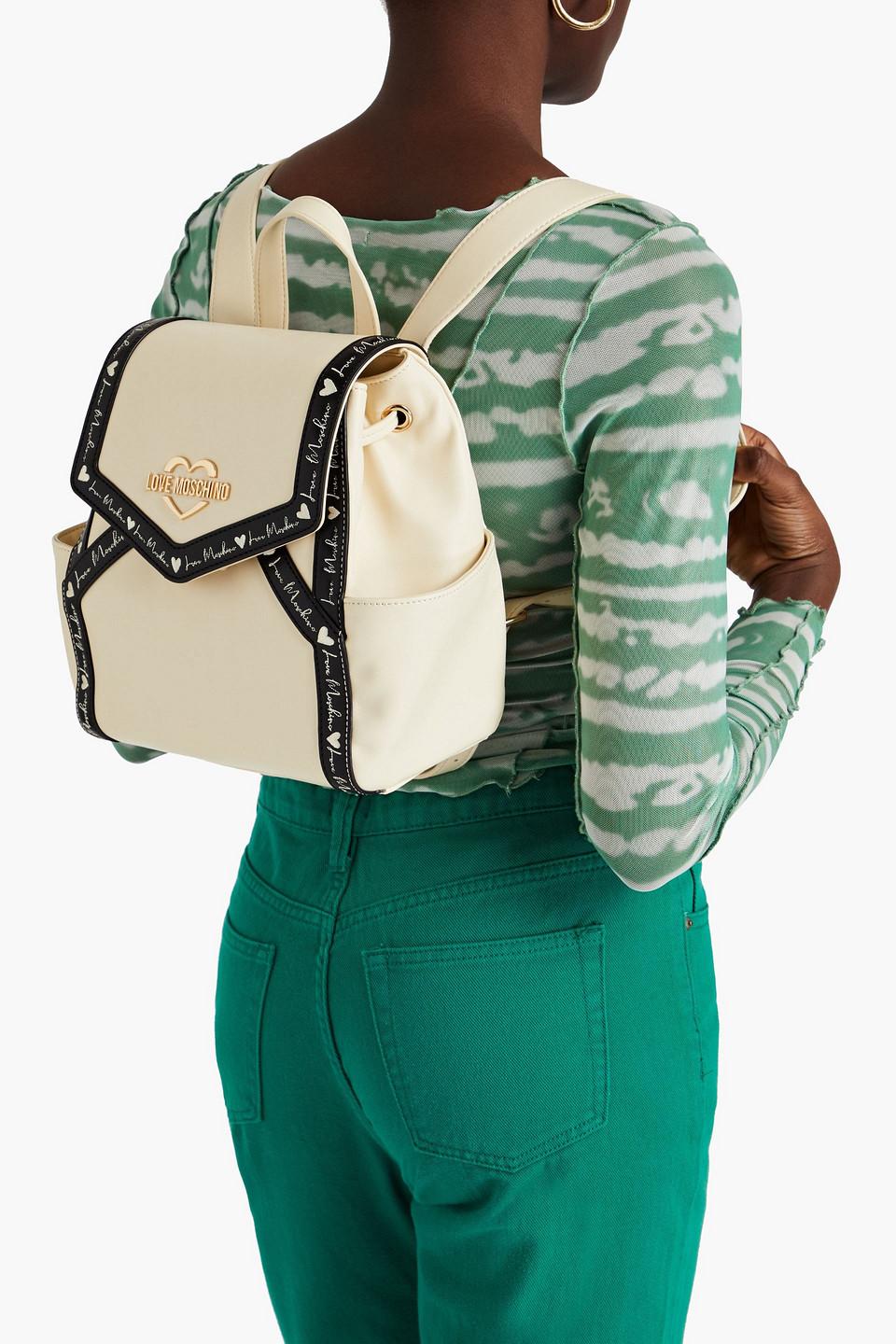 Embroidered faux leather backpack