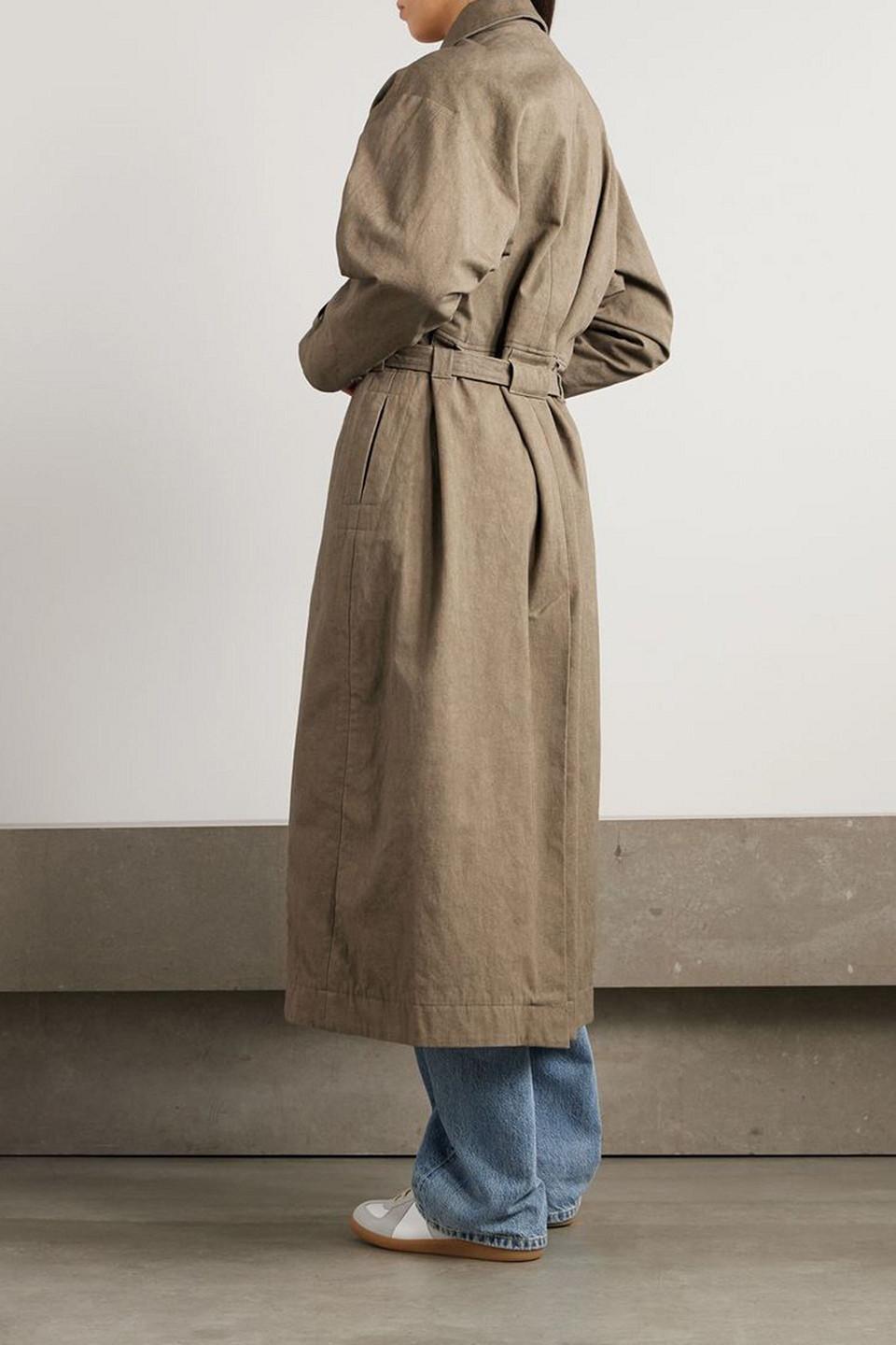 Belted cotton and linen-blend trench coat