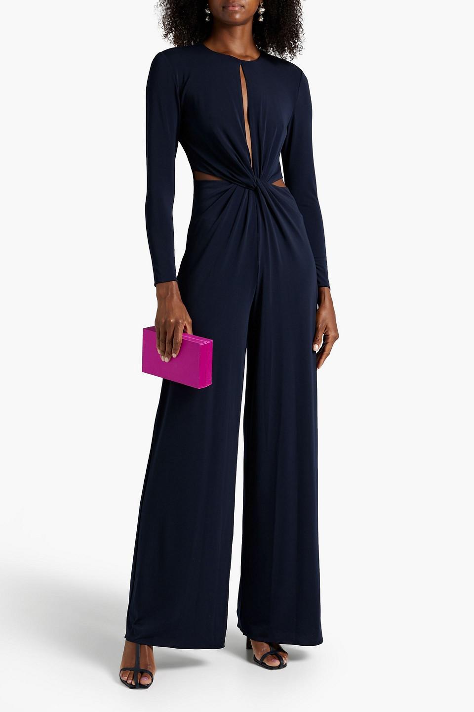 Kathryn twist-front cutout jersey wide-leg jumpsuit