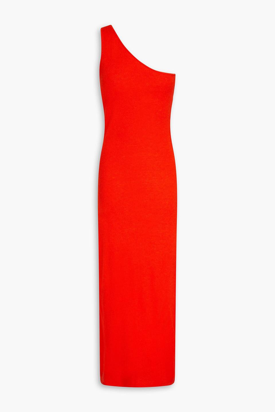 Tiffany one-shoulder cutout merino wool and silk-blend midi dress