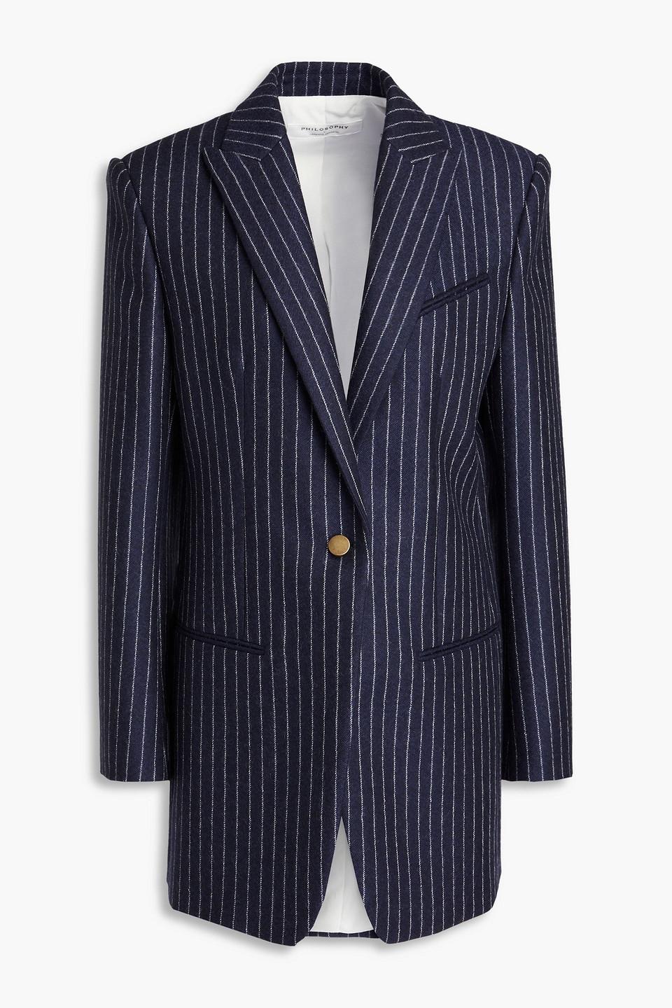 Pinstriped brushed wool-twill blazer