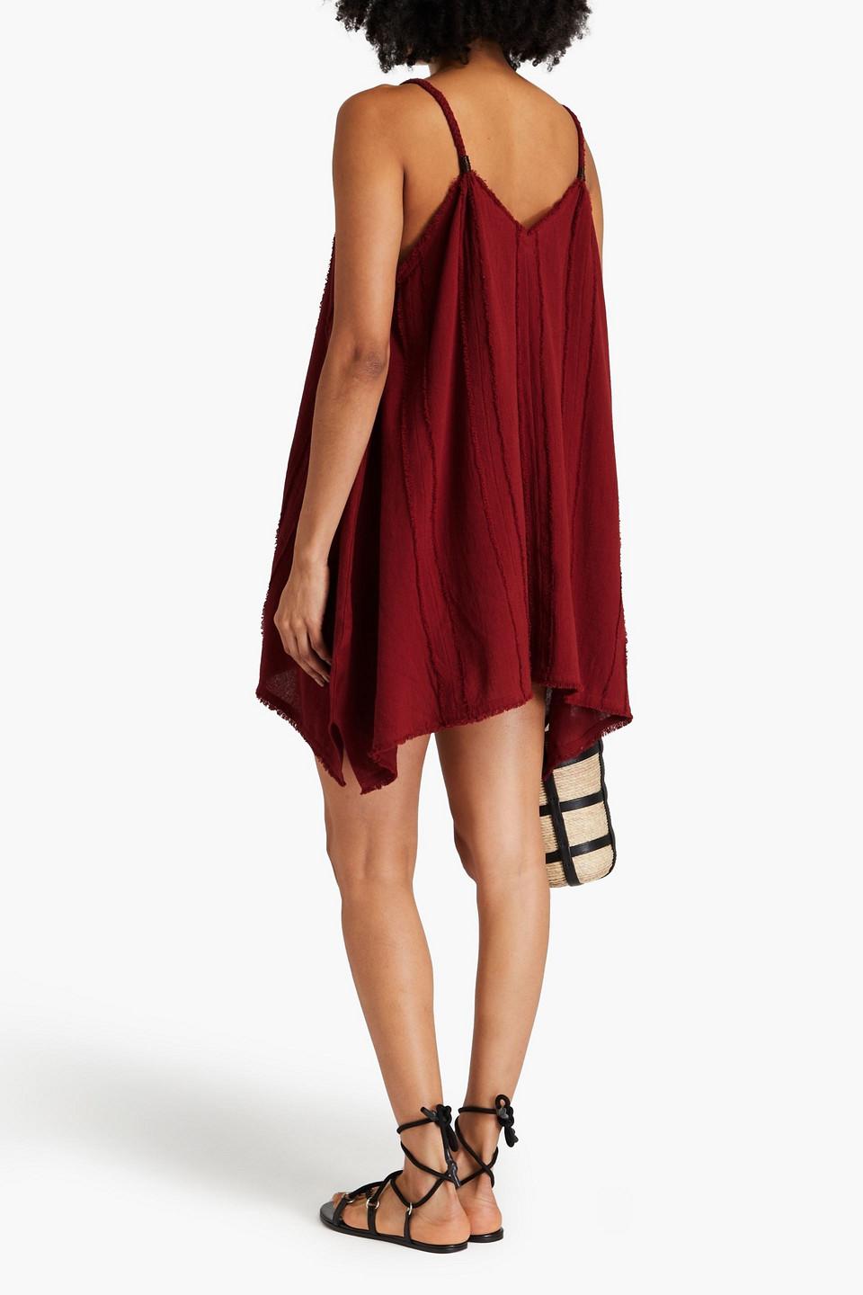 Chi frayed cotton-gauze mini dress