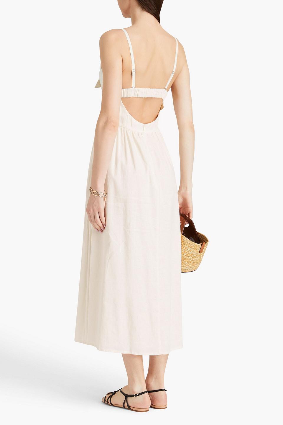 Aurora knotted linen-blend midi dress