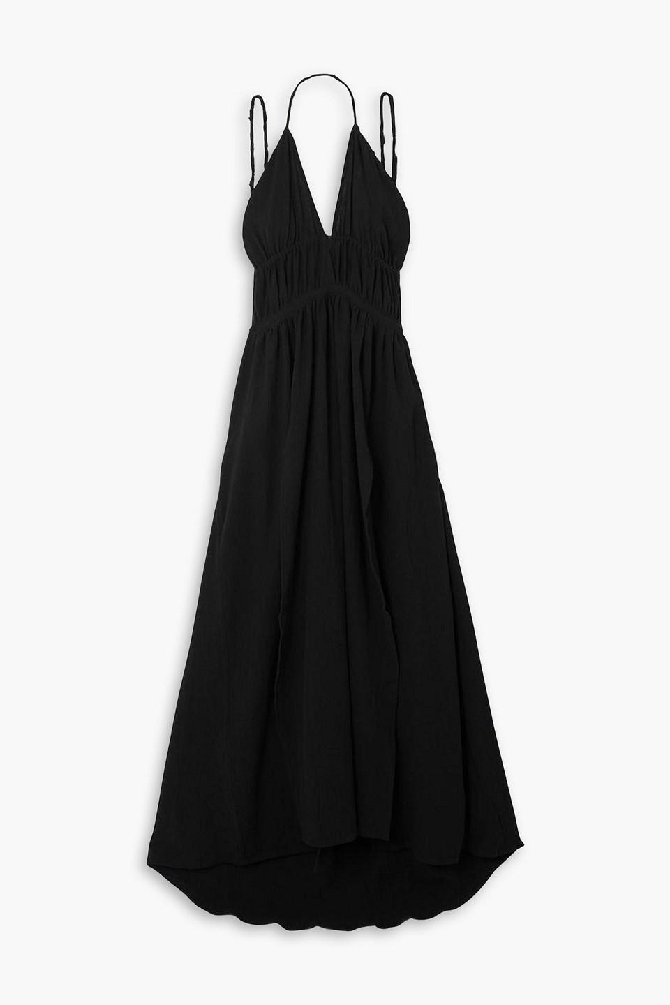 Tupaq open-back cotton halterneck maxi dress