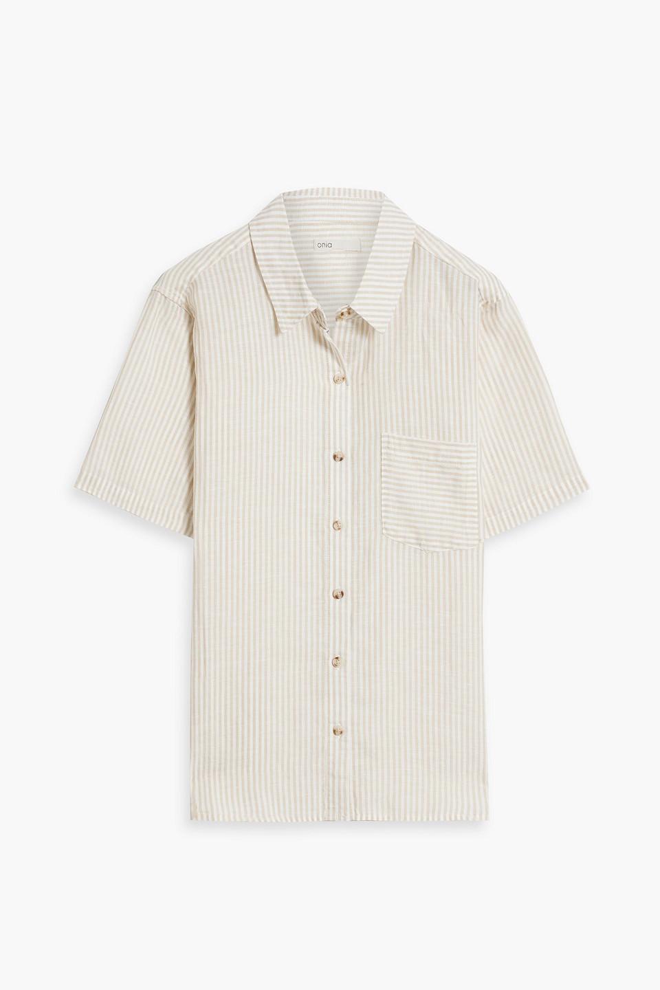 Striped linen and Lyocell-blend shirt