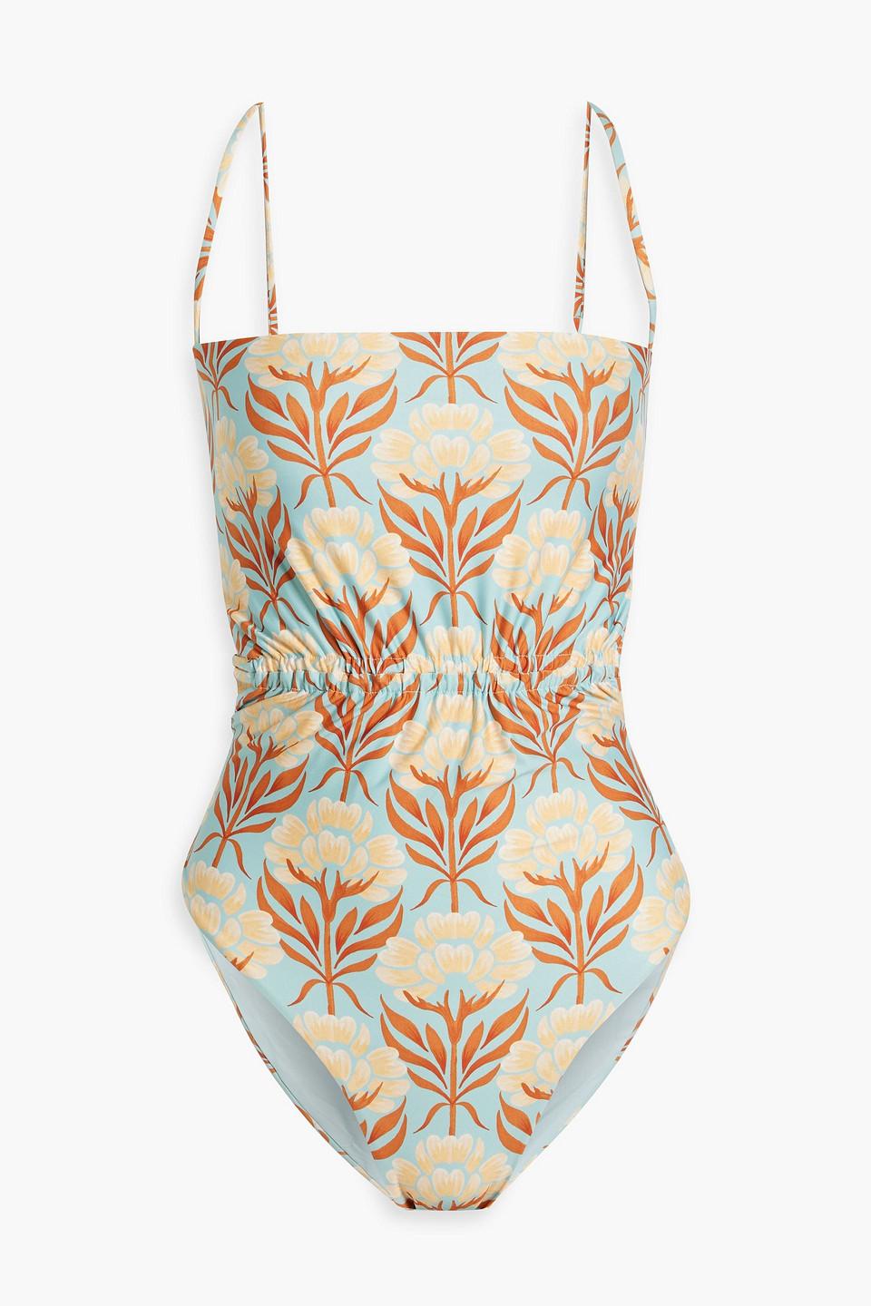 Cutout floral-print swimsuit