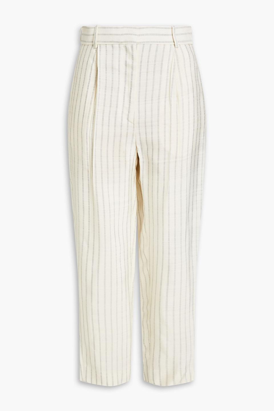 Pinstriped woven tapered pants