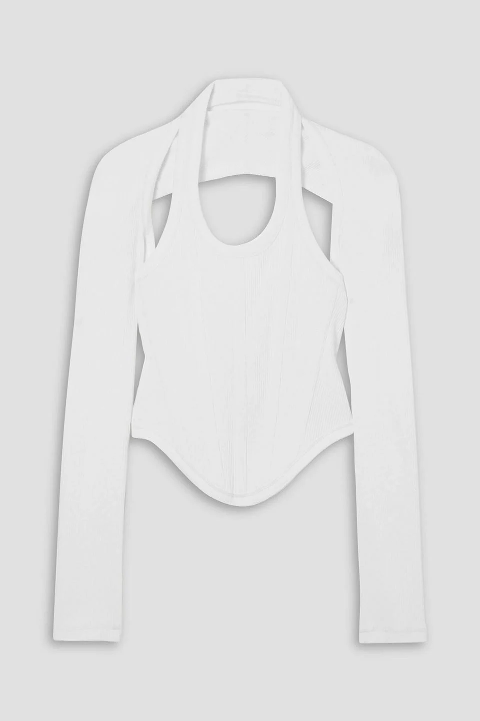 Modular cutout ribbed stretch-cotton jersey bustier top