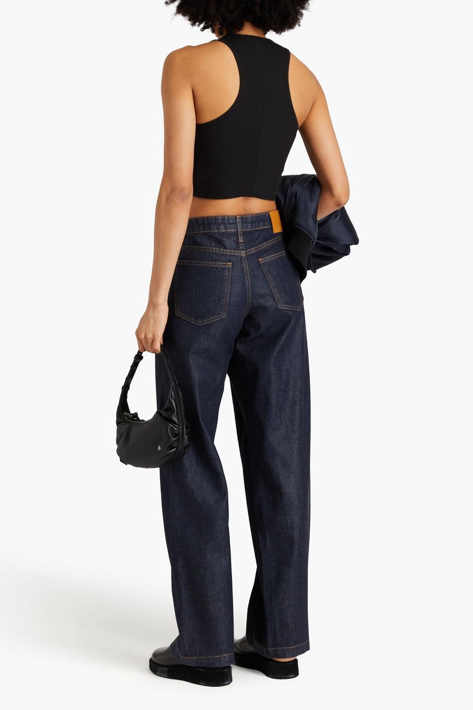 Casey coated high-rise straight-leg jeans