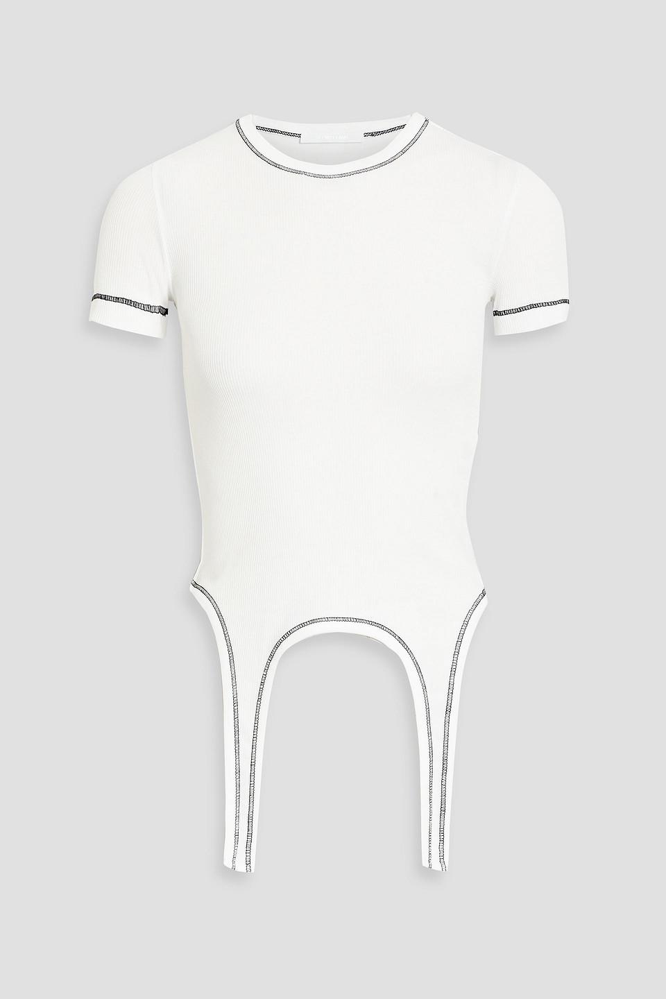 Topstitched ribbed cotton-jersey T-shirt