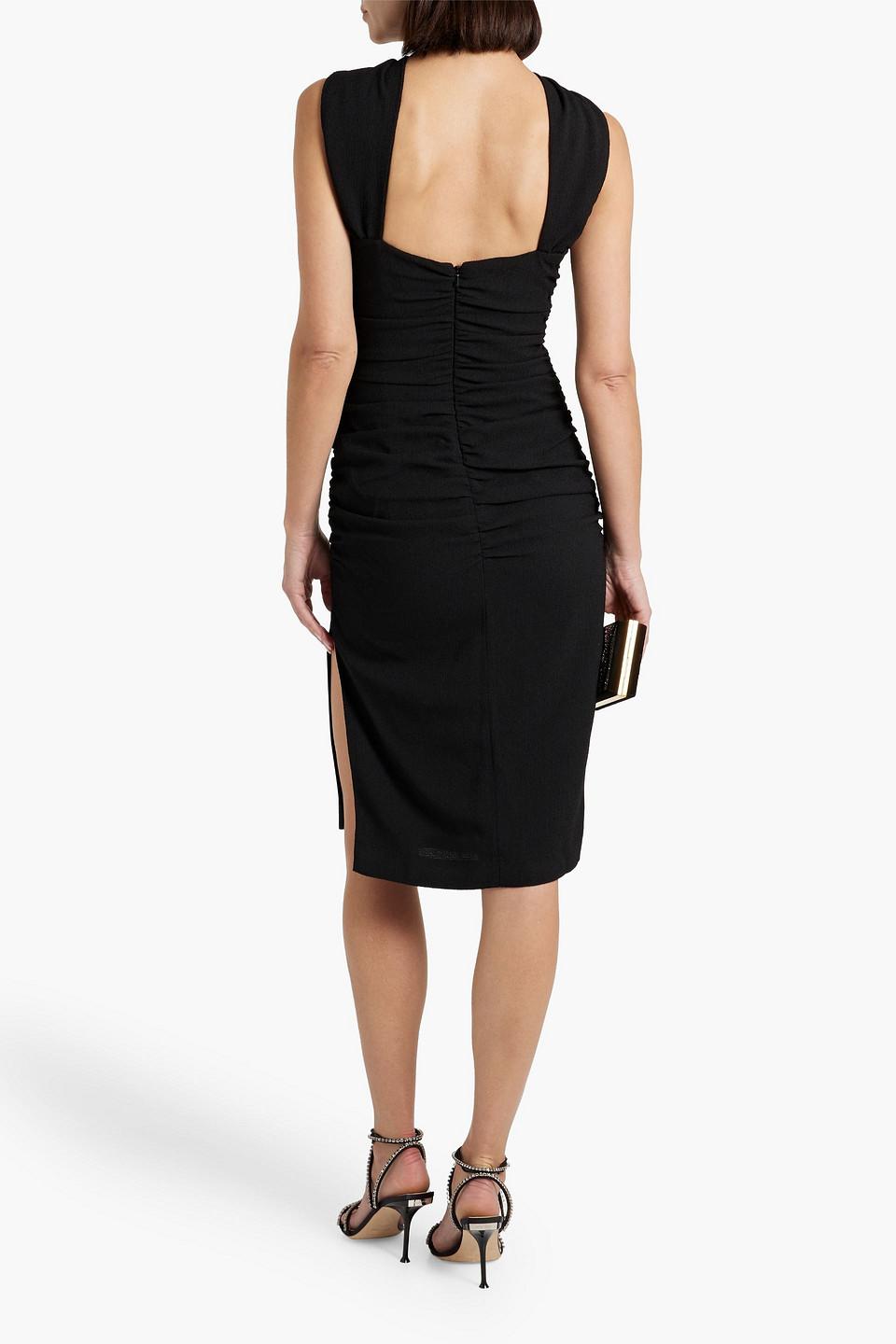 Landry twist-front ruched crepe dress