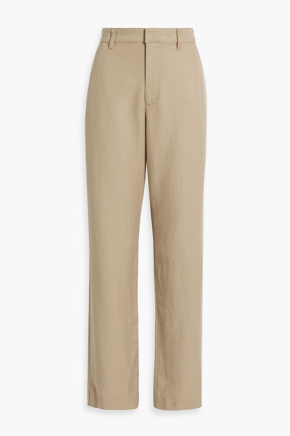 TENCEL™, linen and cotton-blend twill straight-leg pants