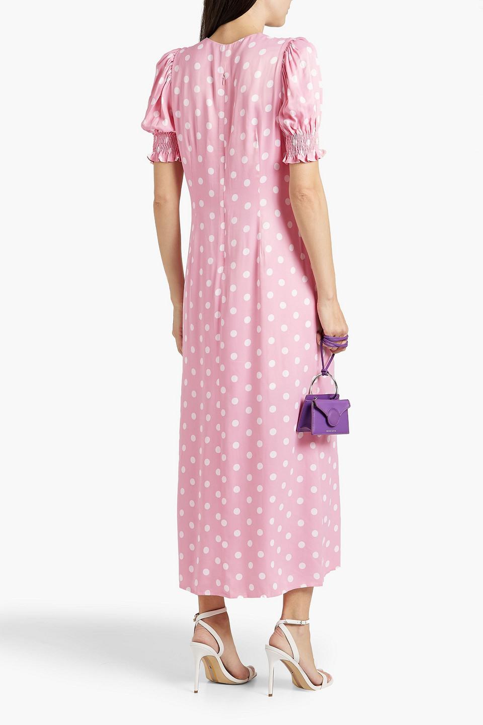 Bella polka-dot charmeuse maxi dress