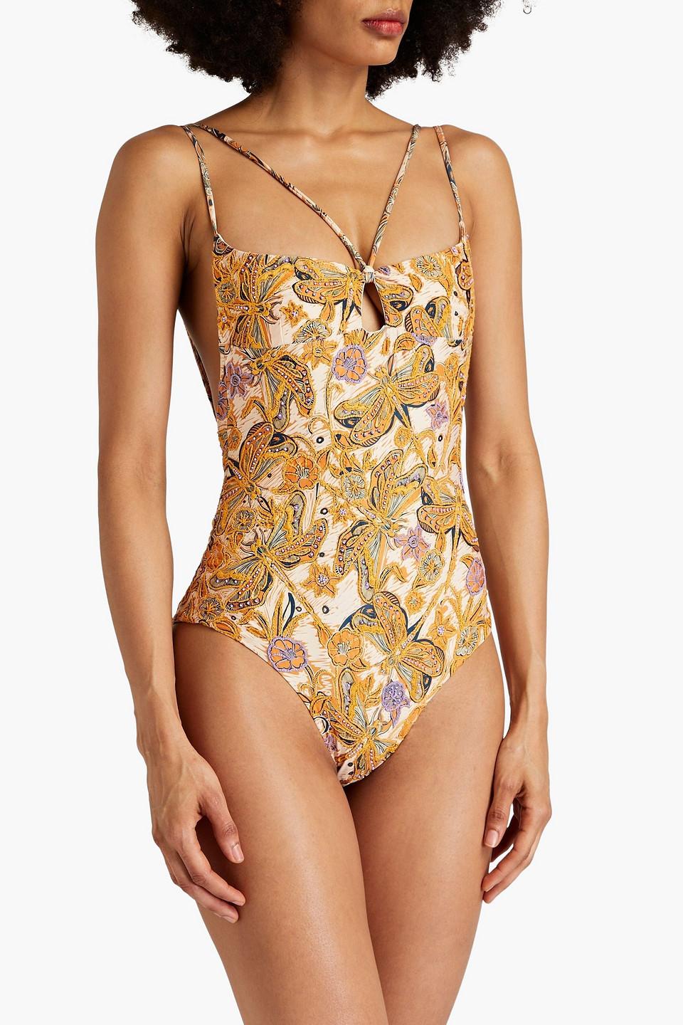 Boliviana embellished printed swimsuit