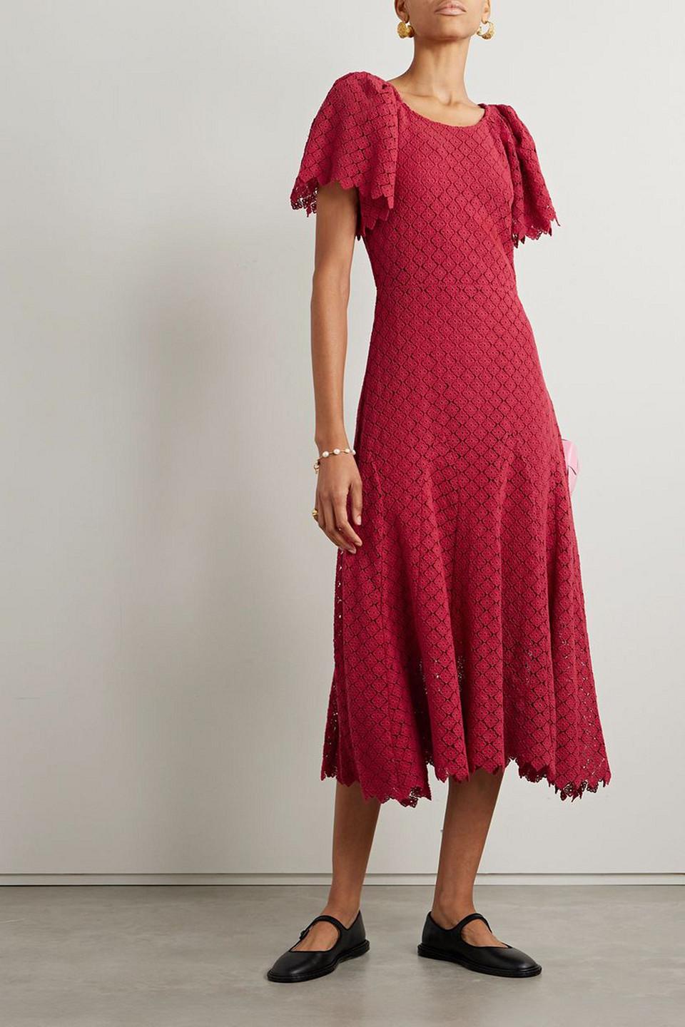 The Harmony cotton-guipure lace midi dress