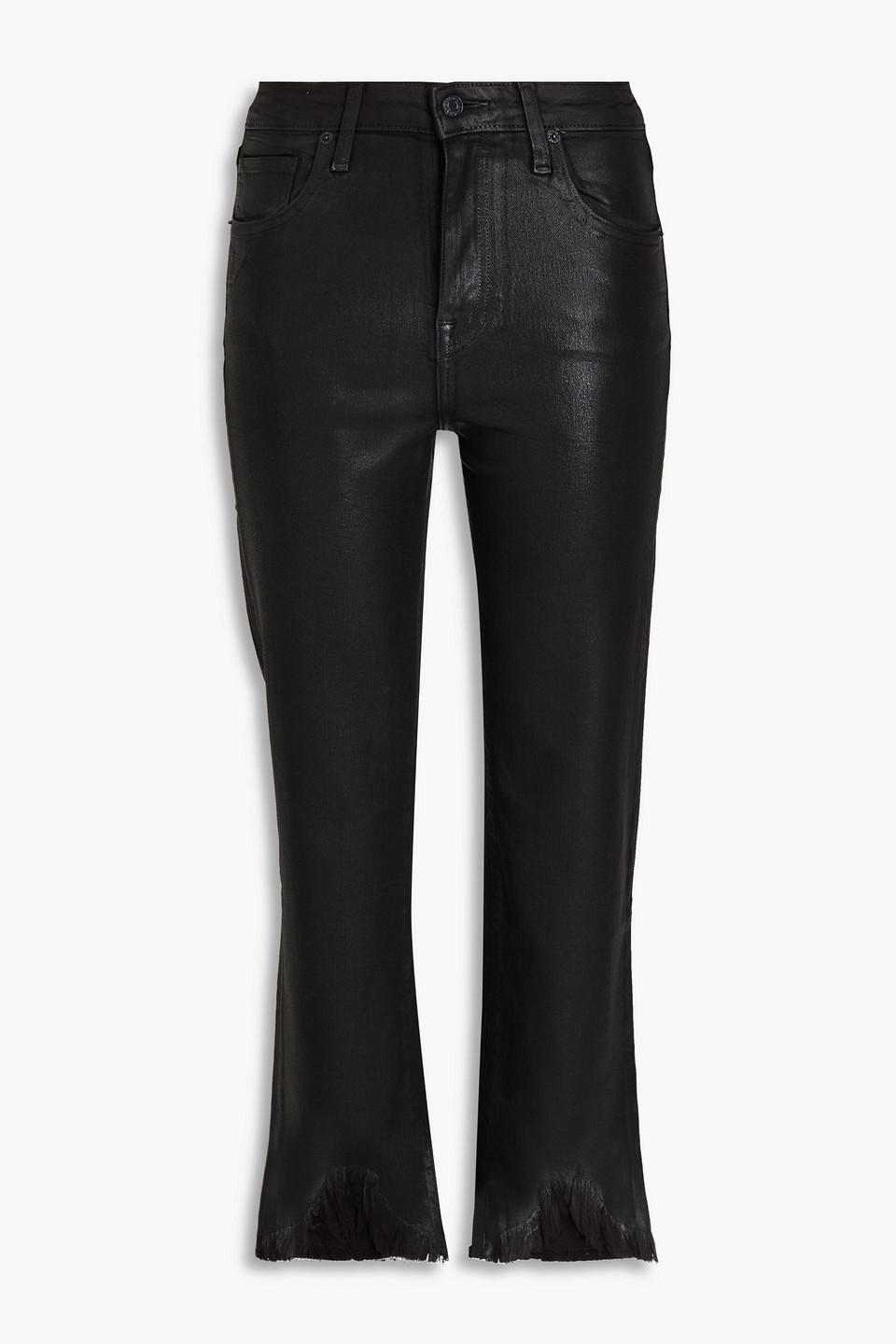 Coated high-rise straight-leg jeans