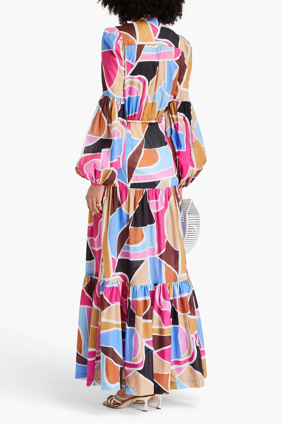 La Reve printed cotton-voile maxi dress