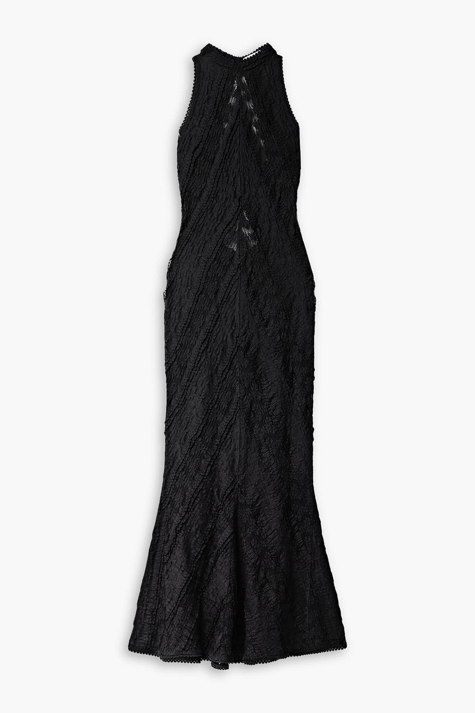 Kivah cutout paneled stretch-lace and gauze maxi dress