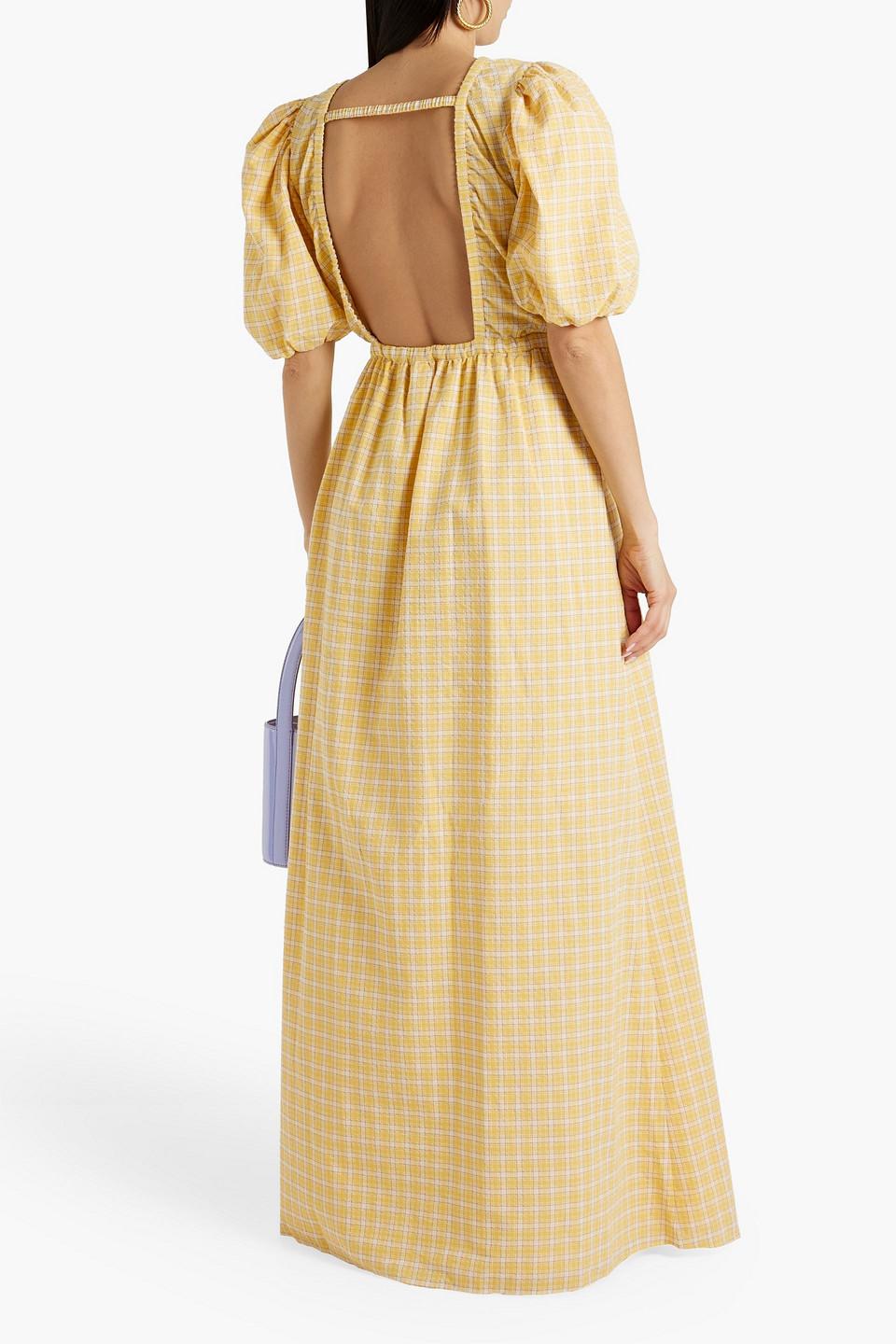 Briddy cutout checked cotton-blend maxi dress